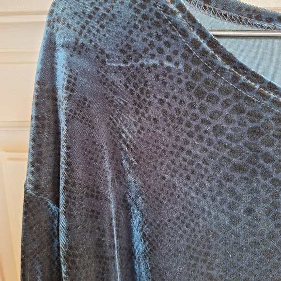 Kathi Lee Blouse Button Front DkBlu Velour PlusSz 26W-28W Long Sleeves See Tags - Picture 3 of 11